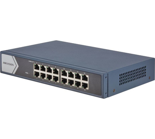 DS-3E0516-E(B) Коммутатор неуправляемый 16 портовый; 16хRJ45 порта 1000 Мбит/с; 8K MAC-адресов; пропускная способн